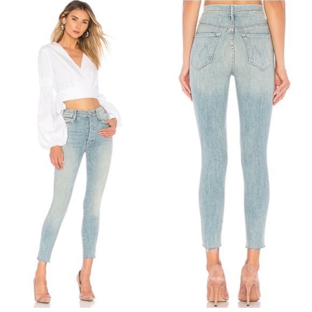 Mother Denim The Stunner Ankle Fray In Tinge raw hem size 25